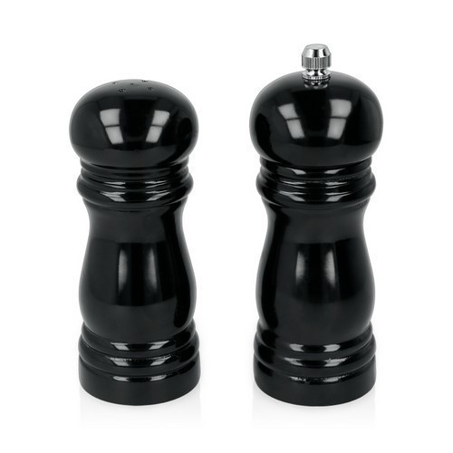 SET SALERO/PIMENTERO METALTEX LACADO NEGRO 14CMS